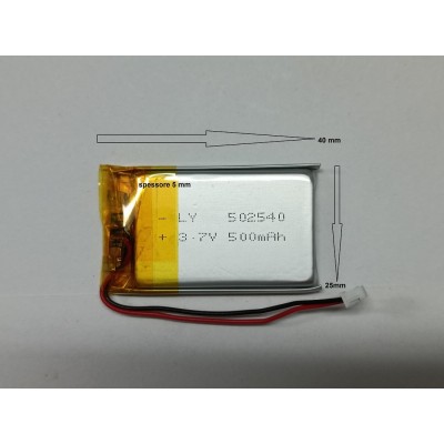 BATTERIE al polimeri di litio a celle 3,7 volt 500 mAh 502540  basso drenaggio