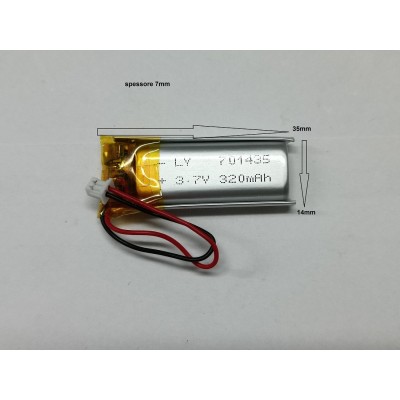 BATTERIE al polimeri di litio a celle 3,7 volt 320 mAh 701435  basso drenaggio