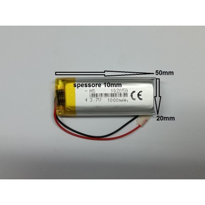 BATTERIE al polimeri di litio a celle 3,7 volt1000 mAh 102050  basso drenaggio CUFFIE,ACUSTICA