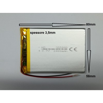 BATTERIE al polimeri di litio a celle 3,7 volt 2400mAh 355880  basso drenaggio CUFFIE,ACUSTICA