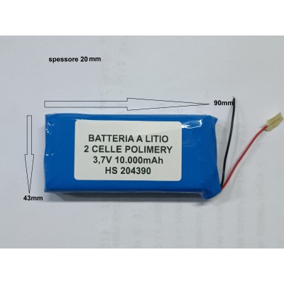 BATTERIE al polimeri di litio a celle 3,7 volt 10.000mAh 204390  basso drenaggio sorveglianza gps