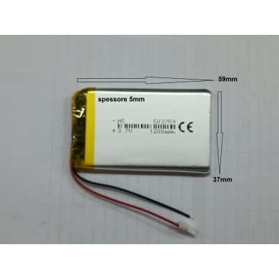 BATTERIE al polimeri di litio a celle 3,7 volt 1200 mAh 503759 dispositivi elettrici basso drenaggio