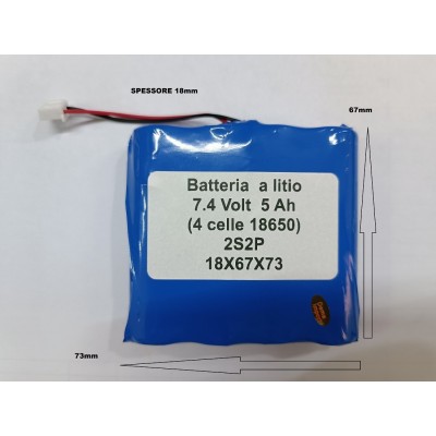 Batteria Al Litio 7.4 V 18650, Ricaricabile 5Ah  Scheda Di Protezione 2S2P