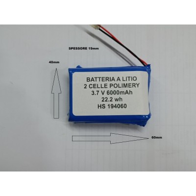 BATTERIE al polimeri di litio a celle 3,7 volt 6000mAh 194060  basso drenaggio sorveglianza gps