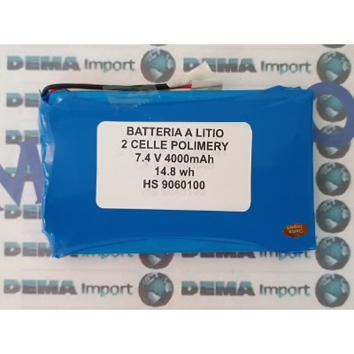 Batteria a litio ricaricabile 7.4V DOPPIA CELLA 4000mAh lampade gps