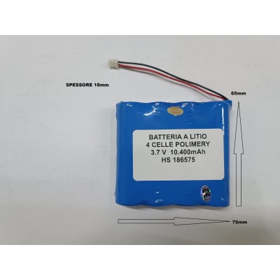 Batterie agli ioni di litio ricaricabile 3,7 v 10.400mAh ups lampade 4 celle QUALITA'