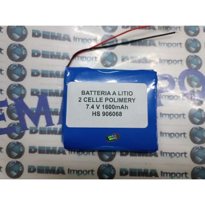 Batteria a litio ricaricabile 7.4V DOPPIA CELLA 1600mAh lampade gps