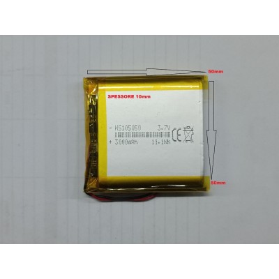BATTERIE al polimeri di litio a celle 3,7 volt 3000 mAh 105050 dispositivi elettrici basso drenaggio