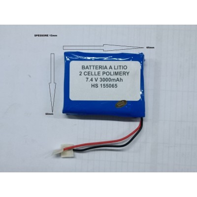 Batteria a litio ricaricabile 7.4V DOPPIA CELLA 3000mAh lampade gps