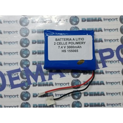 Batteria a litio ricaricabile 7.4V DOPPIA CELLA 3000mAh lampade gps