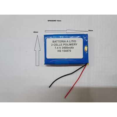 Batteria a litio ricaricabile 7.4V DOPPIA CELLA 3400mAh LAMPIONI  ANTIFURTO