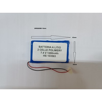 Batteria a litio ricaricabile 7.4V DOPPIA CELLA 1200mAh lampade gps 103563