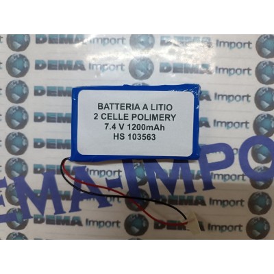Batteria a litio ricaricabile 7.4V DOPPIA CELLA 1200mAh lampade gps 103563