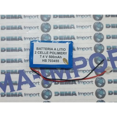 Batteria a litio ricaricabile 7.4V DOPPIA CELLA 500mAh lampade gps