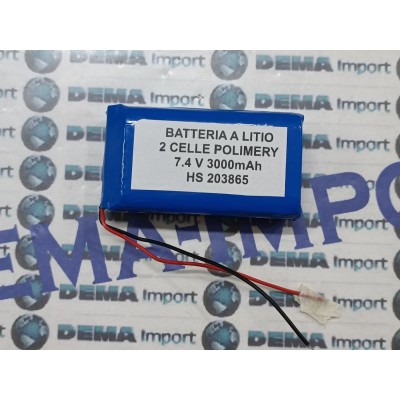 Batteria a litio ricaricabile 7.4V DOPPIA CELLA 3000mAh lampade gps ANTIFURTO