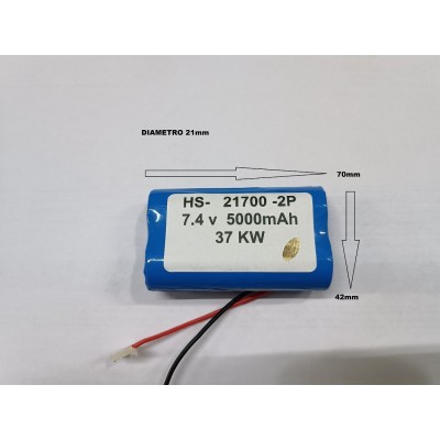Batteria al litio da 7,4 V 21700 5000 mAh Batteria ricaricabile altoparlanti megafono