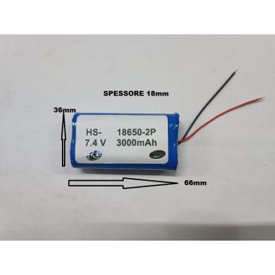 Batteria al litio 18650 da 7.4 V pack batteria 3000mAh basso drenaggio luce di emergenza Bluetooth
