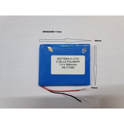 copia di Batteria a litio ricaricabile 7.4V DOPPIA CELLA 5000mAh lampade gps