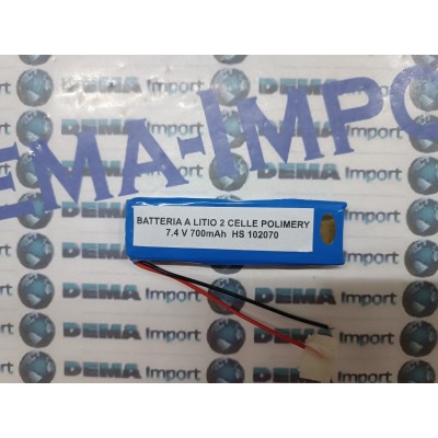 Batteria a litio ricaricabile 7.4V DOPPIA CELLA 700mAh lampade gps cuffie