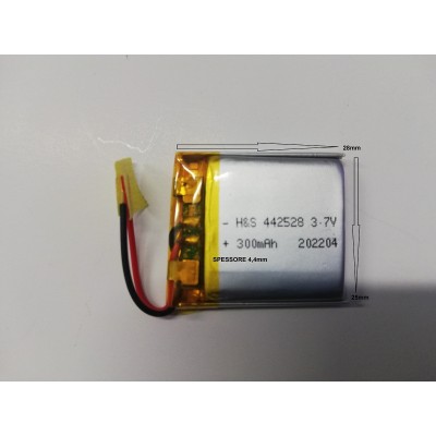 BATTERIE al polimeri di litio a celle 3,7 volt 300 mAh 442528 dispositivi elettrici basso drenaggio