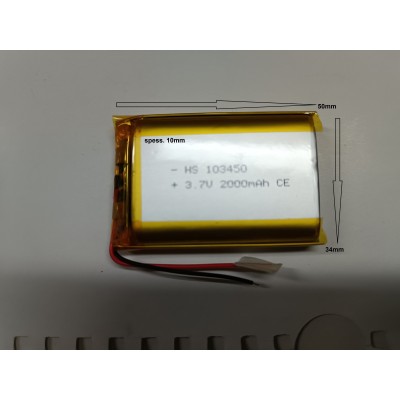 BATTERIE al polimeri di litio a celle 3,7 volt 2000 mAh 103450 dispositivi elettrici basso drenaggio